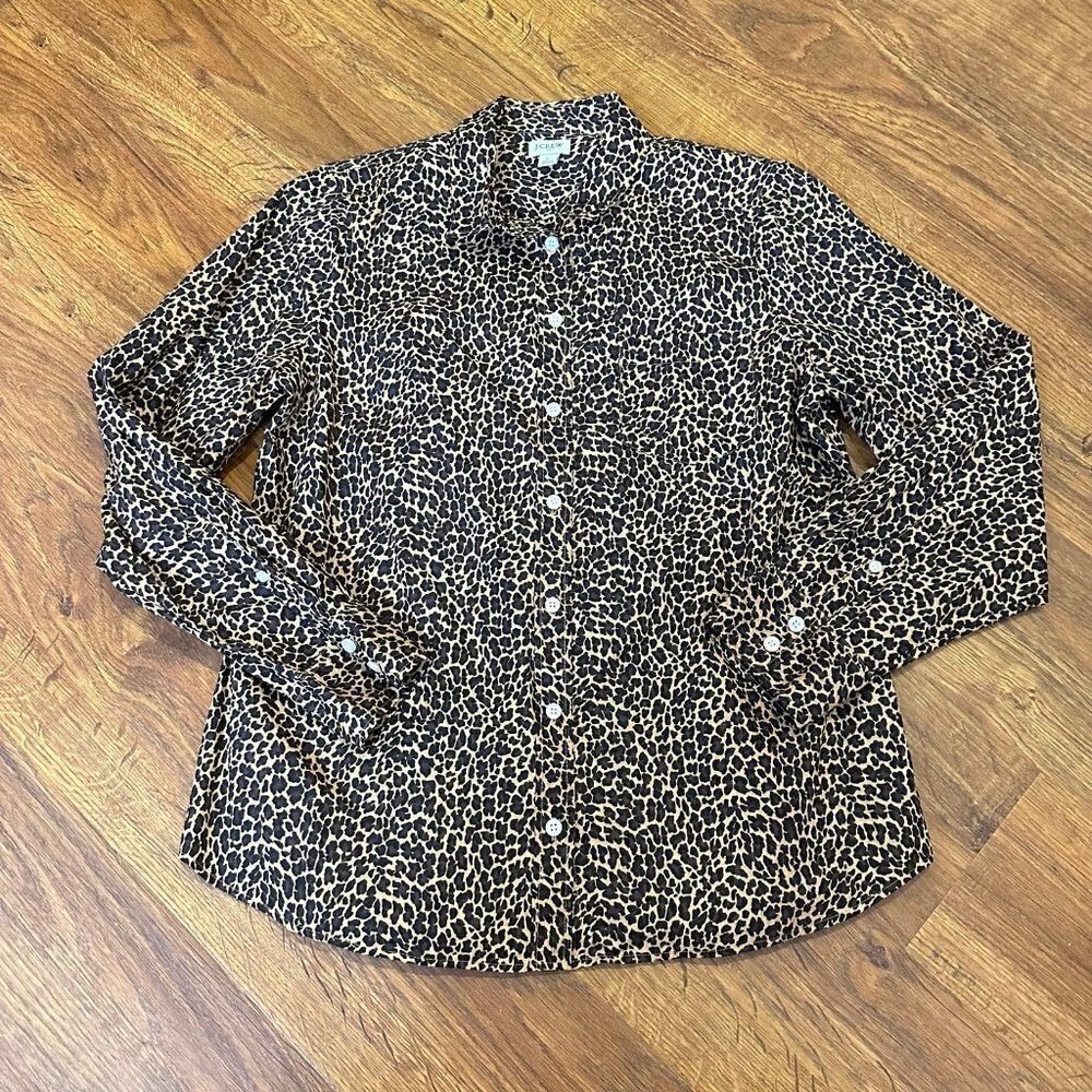 J. Crew leopard print button front shirt
